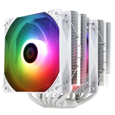مبرد هواء وحدة المعالجة المركزية Peerless Assassin 120 SE WHITE ARGB من Thermalright، برج مزدوج مع 6 أنابيب حرارية مقاس 6 مم ومروحة مزدوجة عالية الأداء، LGA1700