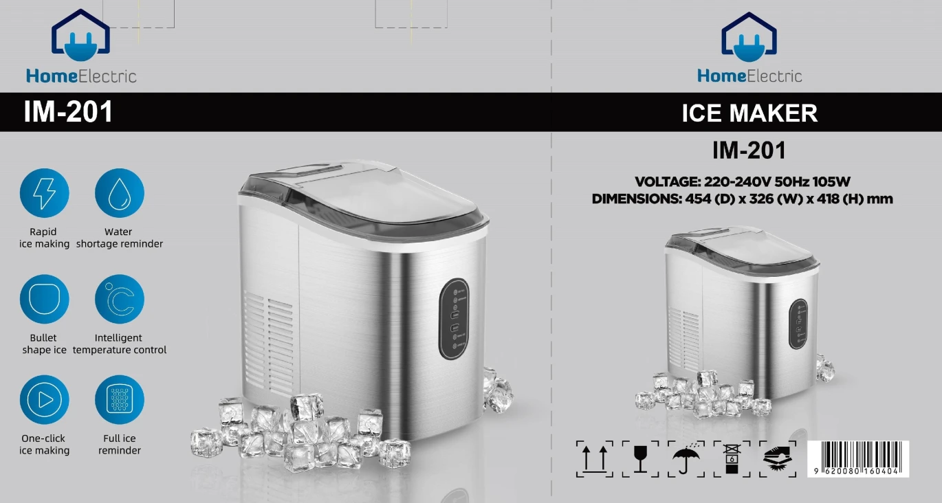 Home Electric Ice Maker Silver 105 W Rapid Ice Making Water Shortage Reminder Full Ice R