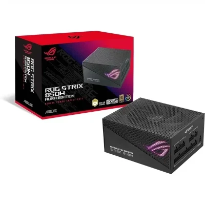 ASUS ROG Strix 850W Gold Aluminum Axial-tech Fan PCIe Gen 5.0 Fully Modular Power Supply – Aura Edition