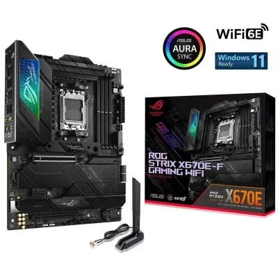لوحة ASUS ROG Strix X670E-F Gaming WIFI 6E DDR5 AM5 Ryzen 7000 PCIe 5.0 4x M.2 Slots مع مشتتات حرارية AI Cooling II