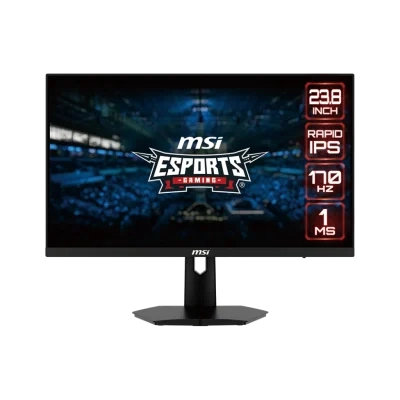 شاشة ألعاب MSI G244F مسطحة، 24 بوصة، FHD، 170 هرتز، 1 مللي ثانية IPS FreeSync Premium، قابلة للتعديل، سطوع 250، أسود / ضمان لمدة سنة