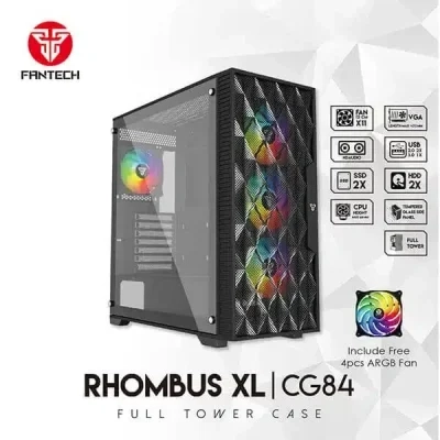 مروحة FANTECH RHOMBUS XL CG84 MID TOWER CASE ARGB – سوداء