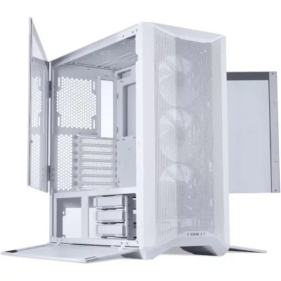LIAN LI LANCOOL II MESH C لوحة أمامية شبكية عالية التدفق مزودة بـ ARGB 3 مراوح PWM ومنفذ USB TYPE-C (أبيض)