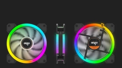 مجموعة Aigo DR12 5IN1 120 مم مروحة حلقية RGB مزدوجة LED قابلة للتعديل ذات لون هادئ وتدفق هواء عالي ومروحة تبريد وحدة المعالجة المركزية وهيكل الكمبيوتر