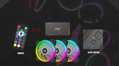 مجموعة Aigo DR12 5IN1 120 مم مروحة حلقية RGB مزدوجة LED قابلة للتعديل ذات لون هادئ وتدفق هواء عالي ومروحة تبريد وحدة المعالجة المركزية وهيكل الكمبيوتر