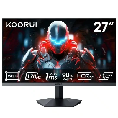 شاشة كمبيوتر KOORUI GN03 مقاس 27 بوصة بدقة QHD 2560 × 1440 وتردد 170 هرتز