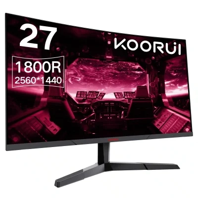 KOORUI 27 INCH COMPUTER MONITOR, QHD 2560P GAMING MONITOR 144HZ 1MS, 1800R CURVED 27E6QC