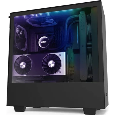 حافظة ألعاب NZXT H510i MATTE BLACK من الزجاج المقوى بشريط LED قابل للتوجيه باللون الأسود أو الأحمر