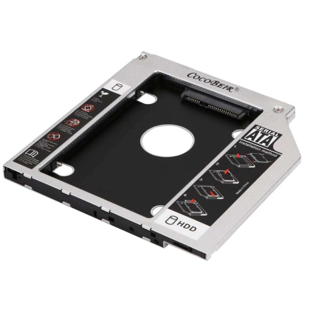 علبة قرص صلب عالمي بلاستيكي من الألومنيوم 2nd HDD Caddy 9.5mm SATA 3.0 2.5" SSD HDD