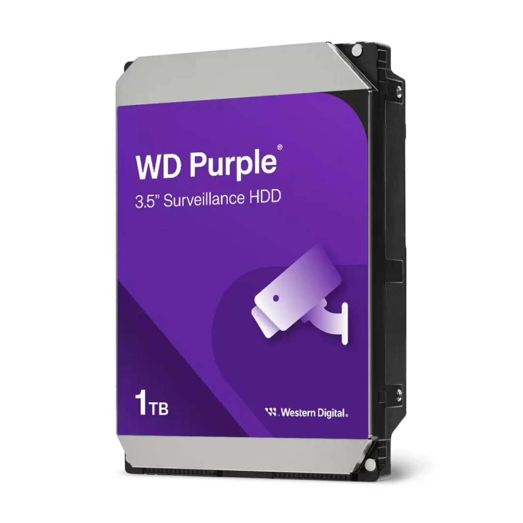 قرص صلب WD Purple للمراقبة بسعة 1 تيرابايت SATA 6 جيجابايت/ثانية ذاكرة تخزين مؤقتة 64 ميجابايت مقاس 3.5 بوصة داخلي