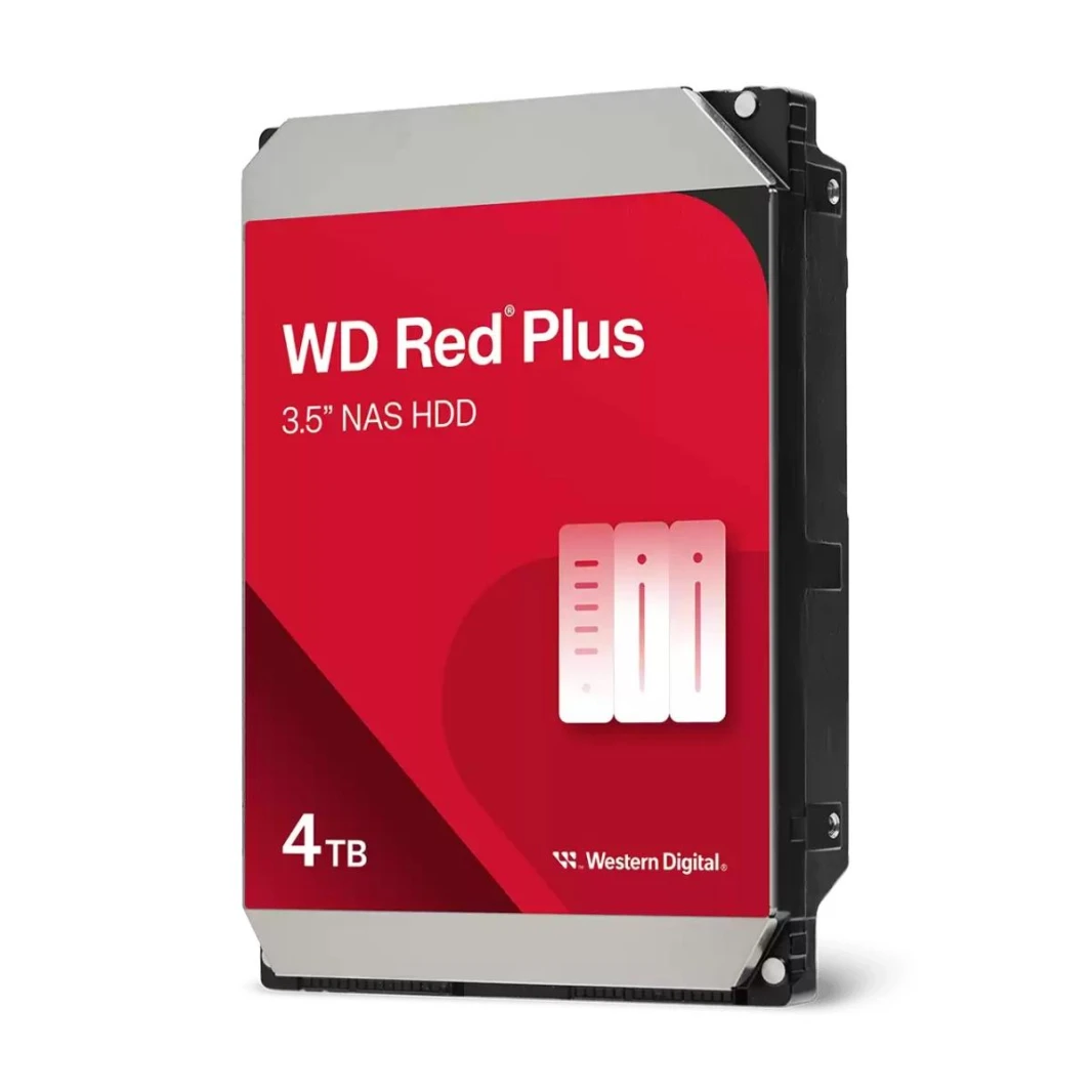 محرك الأقراص الصلبة الداخلي WD Western Digital Red Plus NAS سعة 4 تيرابايت، مقاس 3.5 بوصة - 5400 دورة في الدقيقة، SATA 6 جيجابايت/ثانية، ذاكرة تخزين مؤقتة 256 ميجابايت