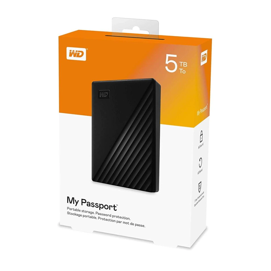 WD Western Digital 5TB My Passport (USB 3.2 Gen1 / Black) External Hard Drive