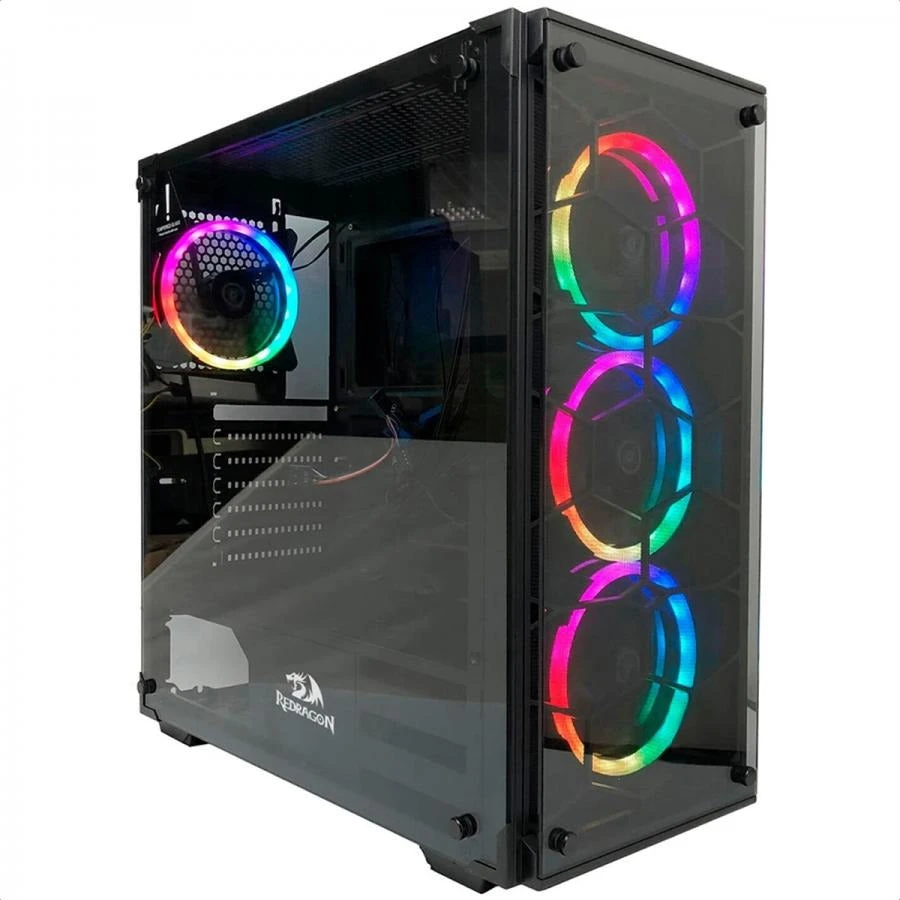 Gabinete Redragon Wheeljack RGB 3 Ventiladores Vidrio Templado GC-606BK-3RGB