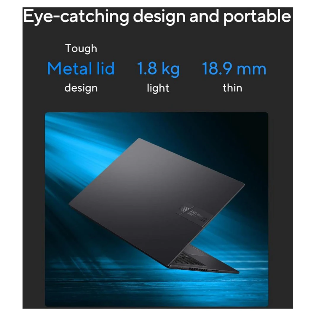 لاب توب ASUS Vivobook 16X Creator Series - معالج Intel Core i9-13900H، 14 نواة، NVIDIA GeForce RTX 4050 6GB GDDR6، شاشة 16.0 بوصة FHD+ 144Hz، أسود
