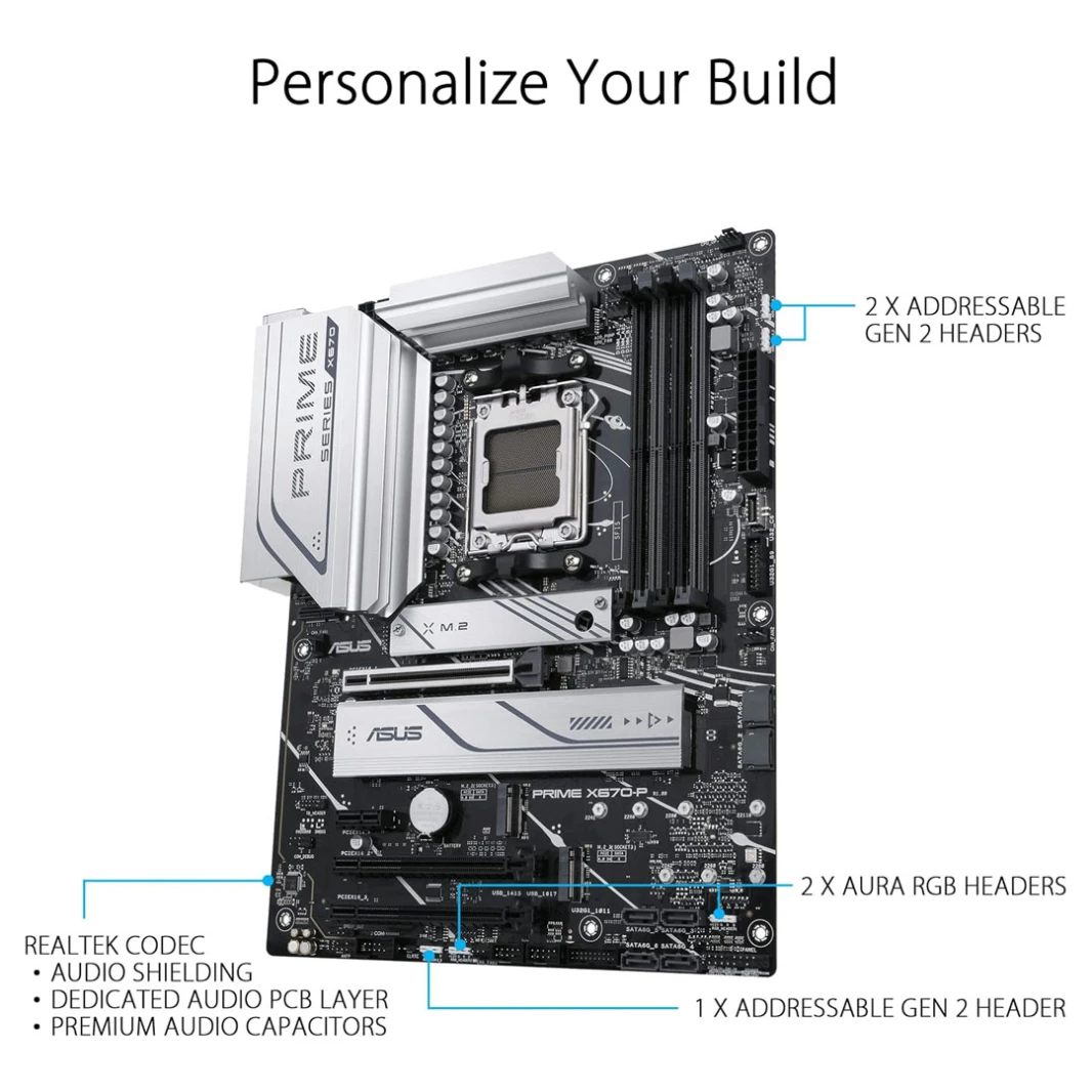 لوحة أم Asus Prime X670-P AMD X670 Socket AM5 ATX DDR5-SDRAM