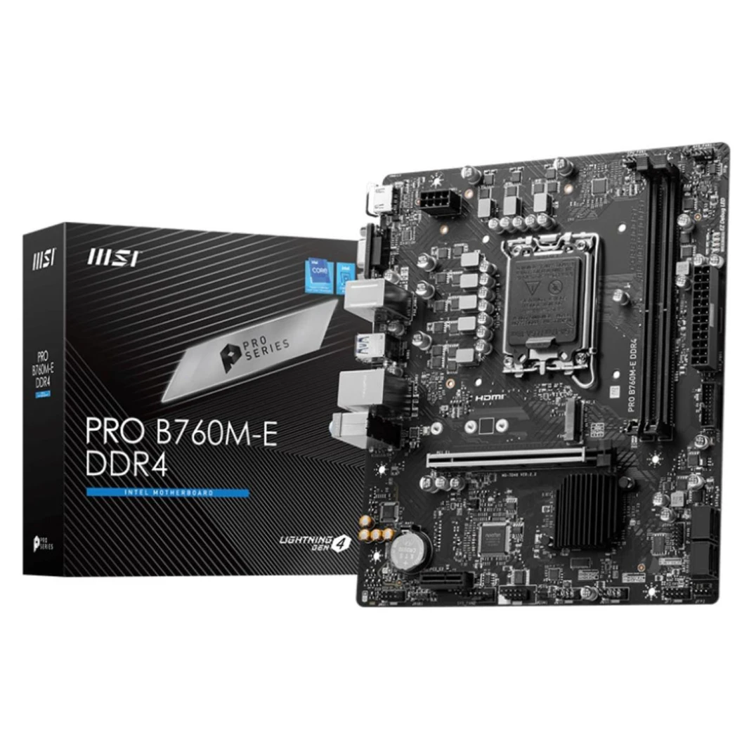 MSI PRO B760M-E: لوحة أم للألعاب بحجم mATX، سلسلة Intel 13th 12th، LGA 1700/DDR4/PCIe 4.0/1xM.2