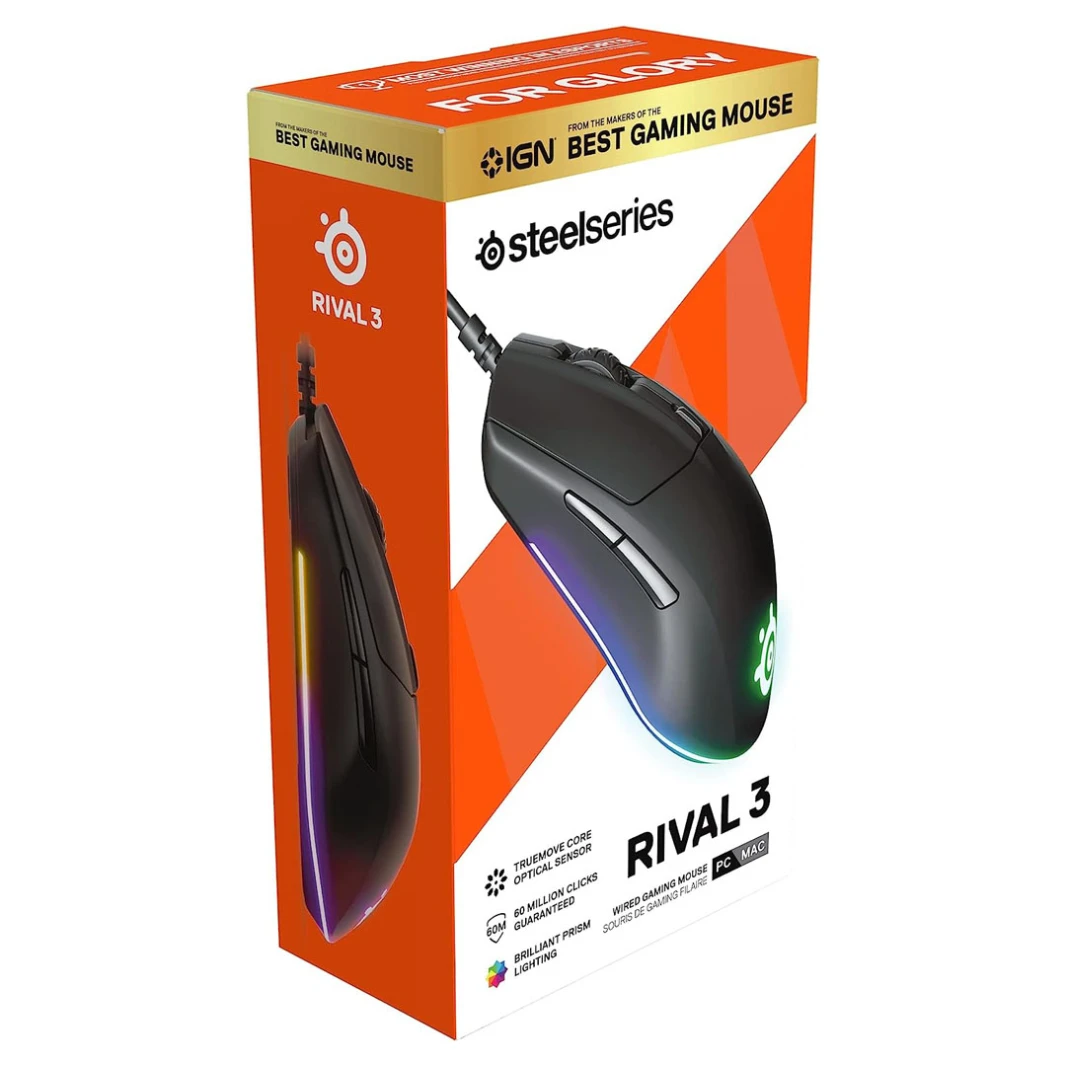 SteelSeries Rival 3 - Gaming Mouse - 8,500 CPI TrueMove Core Optical Sensor