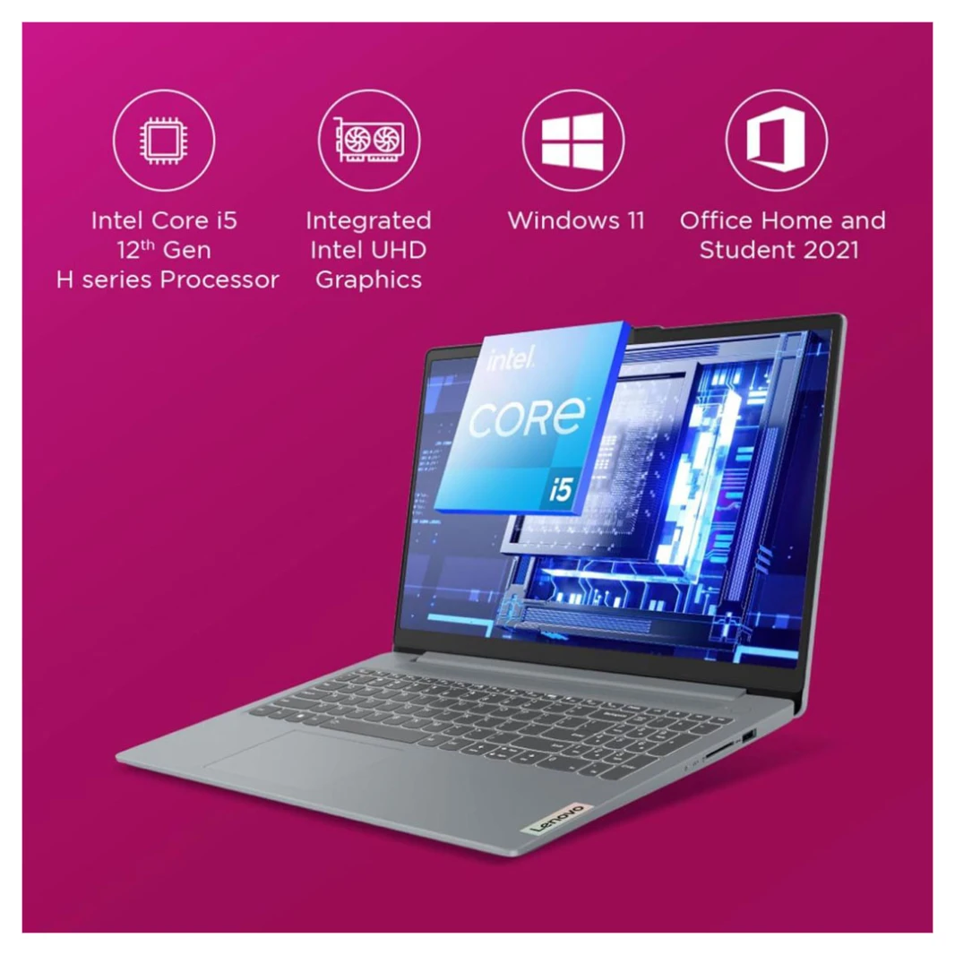Lenovo IdeaPad Slim 3 | 12th Gen Intel Core i5-12450H, 8GB DDR5, 512GB SSD, 15.6" FHD 300 nits, Thin & Light Laptop, Toploader