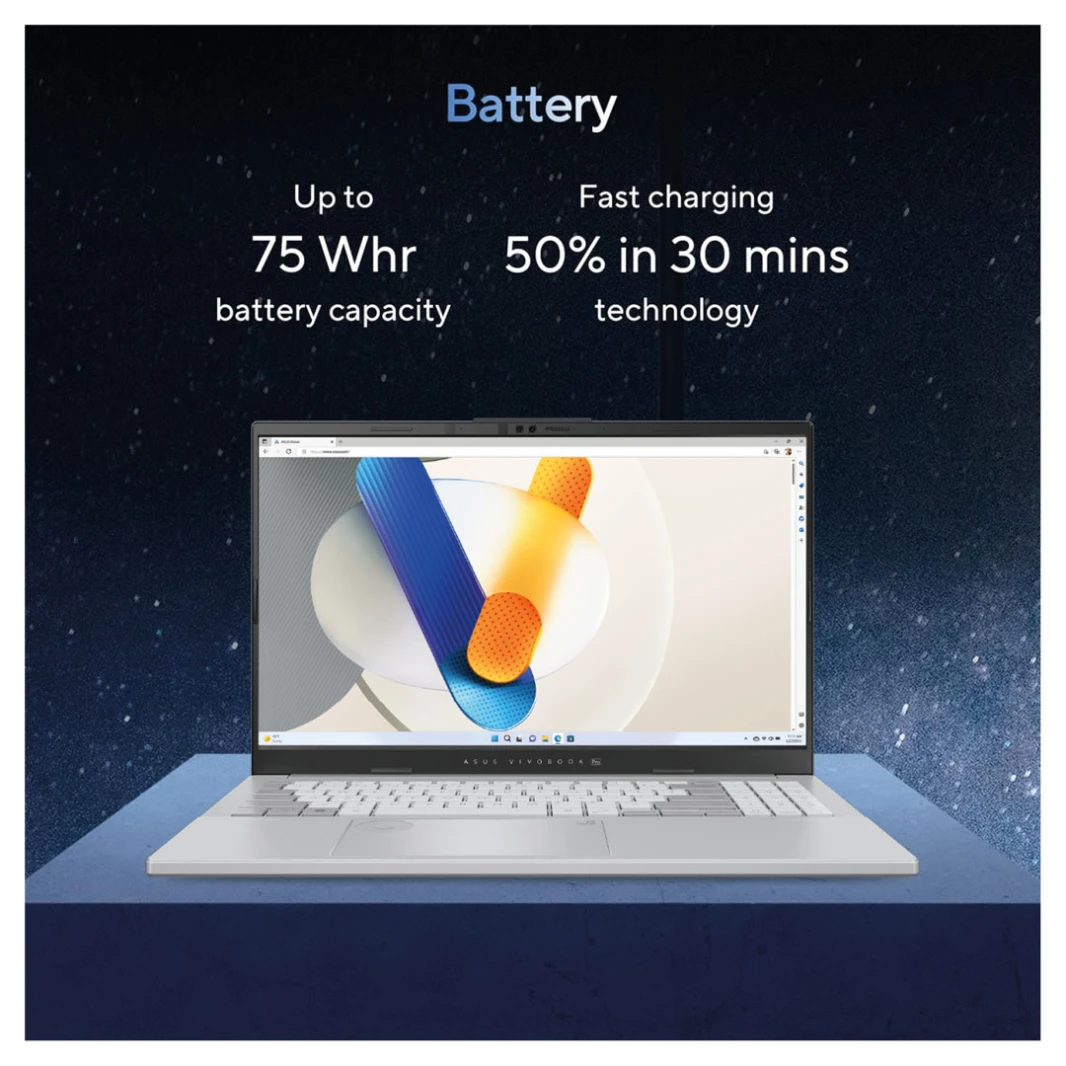 ASUS Vivobook Pro 15 OLED Laptop - AI Ready, 15.6" 3K 120Hz OLED, Intel Core Ultra 7 155H, NVIDIA GeForce RTX 4060, 1TB SSD, Windows 11 Home, Cool Silver