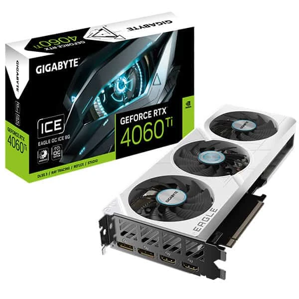 بطاقة الرسوميات GIGABYTE GEFORCE RTX 4060 Ti EAGLE OC ICE 8GB GDDR6