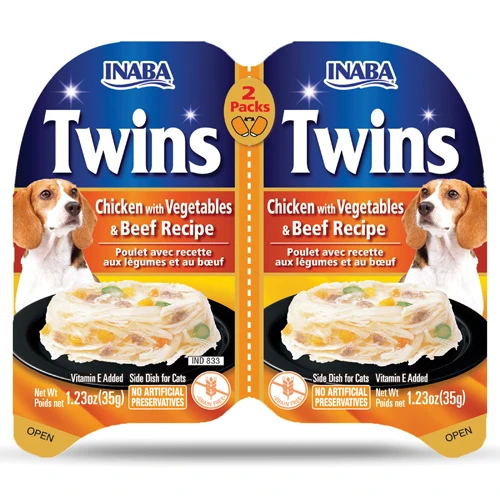 inaba Double Pack Wet Dog Food with Chicken, Vegetables and Meat 80g