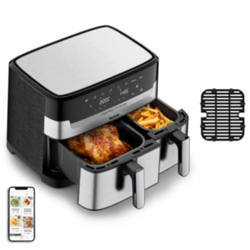 Tefal Dual Easy Fryer & Grill, Air Fryer, 8.3Lit, Black & Silver