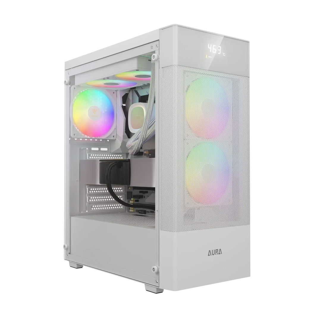 GAMDIAS AURA GC5 ELITE ARGB MID TOWER GAMING CASE - WHITE
