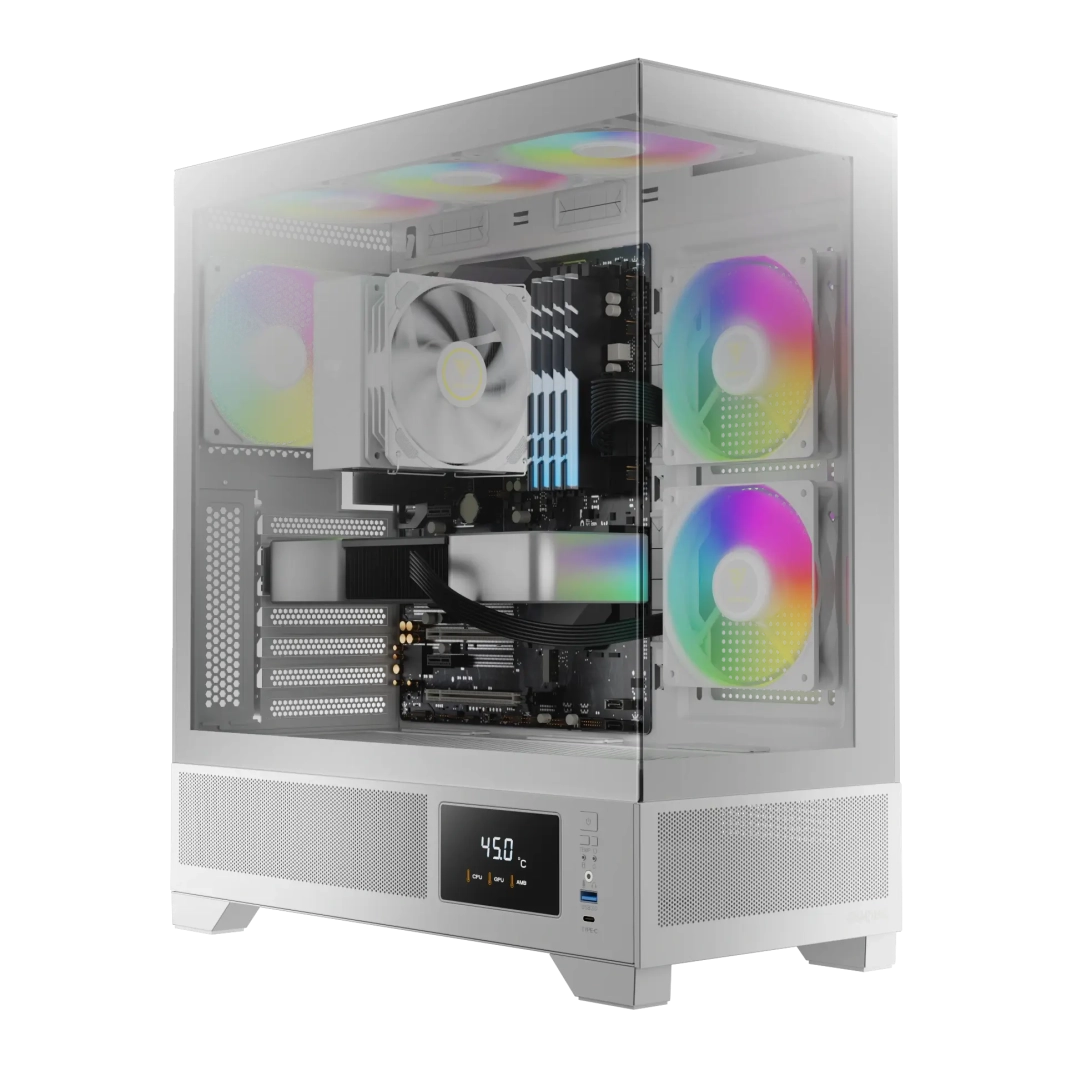 GAMDIAS ATLAS M1 ARGB MID TOWER GAMING CASE - WHITE