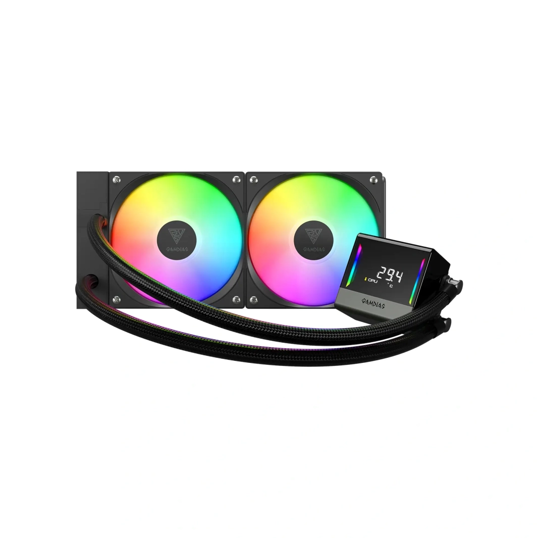GAMDIAS CHIONE E4-240 AIO LIQUID COOLING - BLACK & DIGITAL DISPLAY WITH INFINITY MIRROR