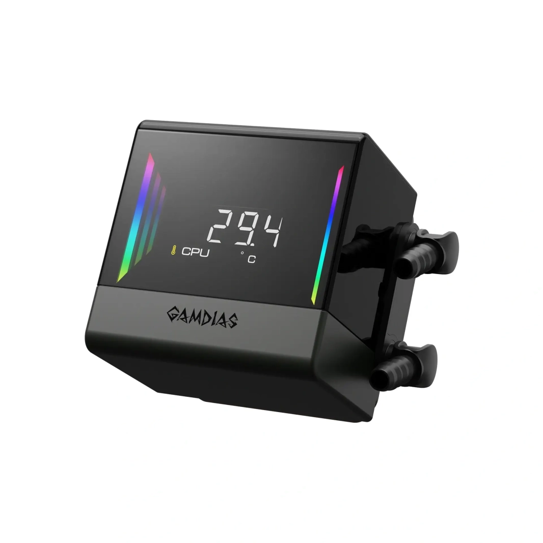 GAMDIAS CHIONE E4-240 AIO LIQUID COOLING - BLACK & DIGITAL DISPLAY WITH INFINITY MIRROR