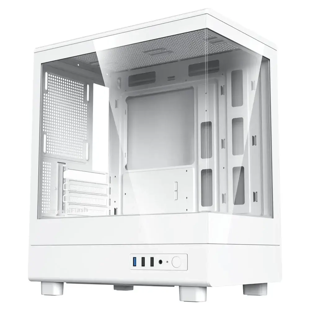 علبة ألعاب كمبيوتر DARKFLASH DB330M M-ATX PANORAMIC ROOM مع 3 مراوح ARGB - بيضاء