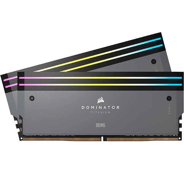 مجموعة ذاكرة CORSAIR DOMINATOR TITANIUM 64GB (2x32GB) RGB DDR5 PC RAM 6000MT/s CL30 — رمادي