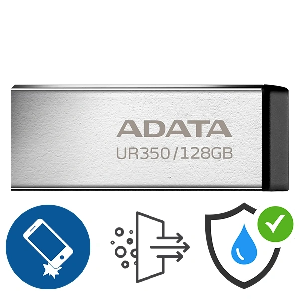 ADATA UR350 128GB USB Flash Drive - BLACK (METAL)