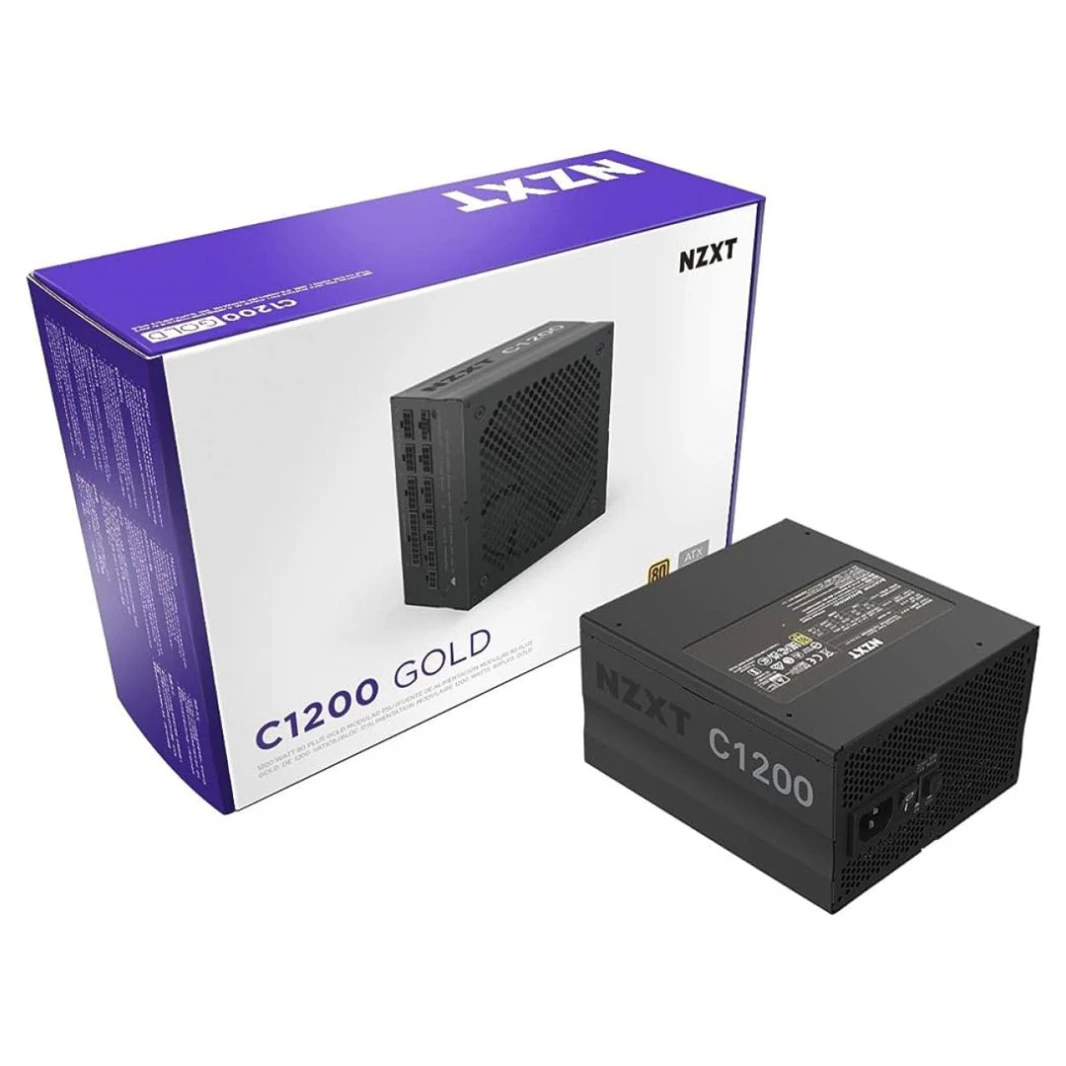 NZXT C1200: مزود طاقة للألعاب 1200 واط 80+ Gold كامل الوحدات مع التحكم في المروحة الصامتة الهجينة