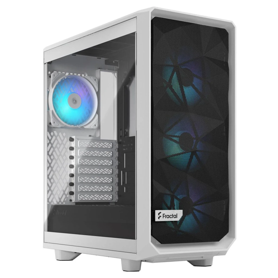 هيكل ألعاب عالي الأداء من Fractal Design Meshify 2 Compact (لون أبيض شفاف) متوسط ​​الارتفاع مصنوع من الزجاج المقوى RGB