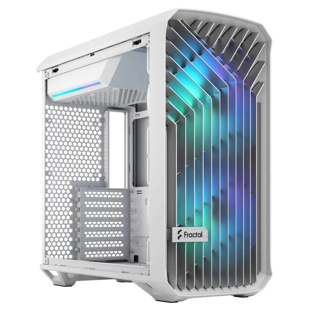 هيكل ألعاب Fractal Design Torrent Compact (لون أبيض RGB TG فاتح) متوسط ​​الحجم مصنوع من الزجاج المقسّى RGB