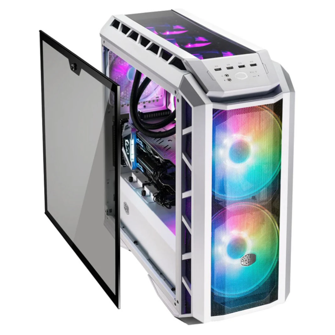 علبة ألعاب COOLERMASTER H500P Mesh White ARGB Mid Tower من الزجاج المقوى - تبريد شبكي مع ARGB