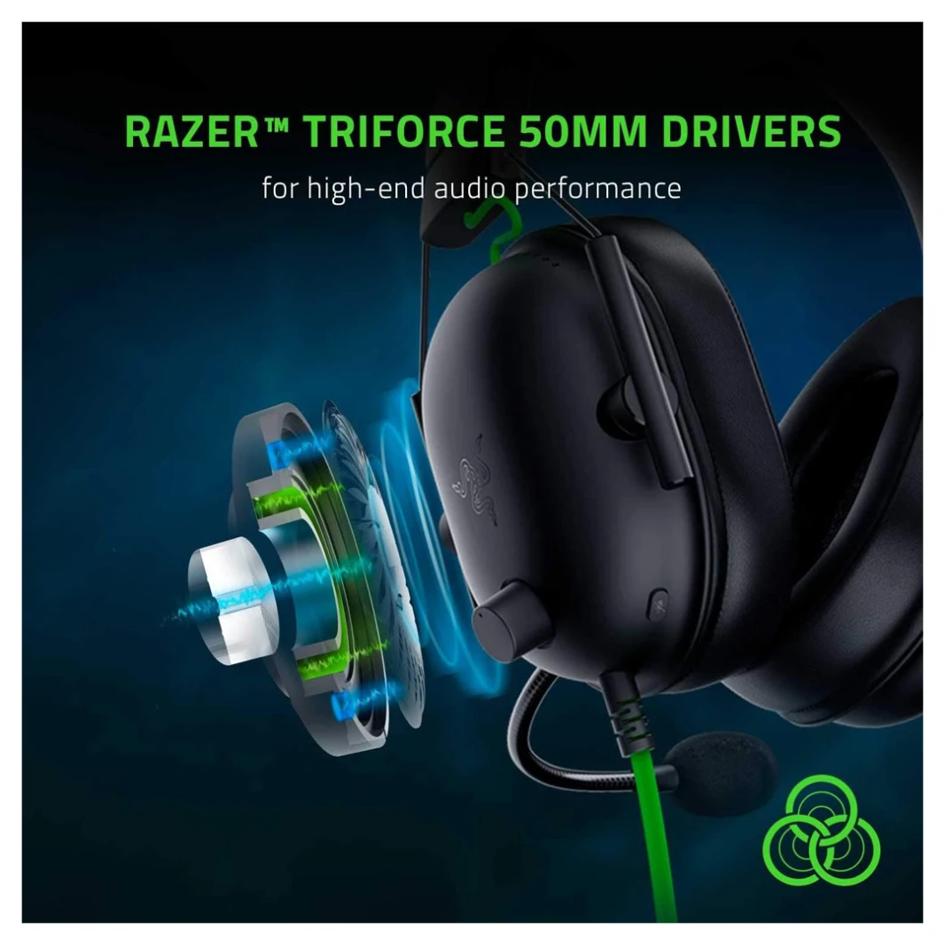 سماعة الألعاب Razer BlackShark V2 X - صوت محيطي 7.1 مع خاصية إلغاء الضوضاء