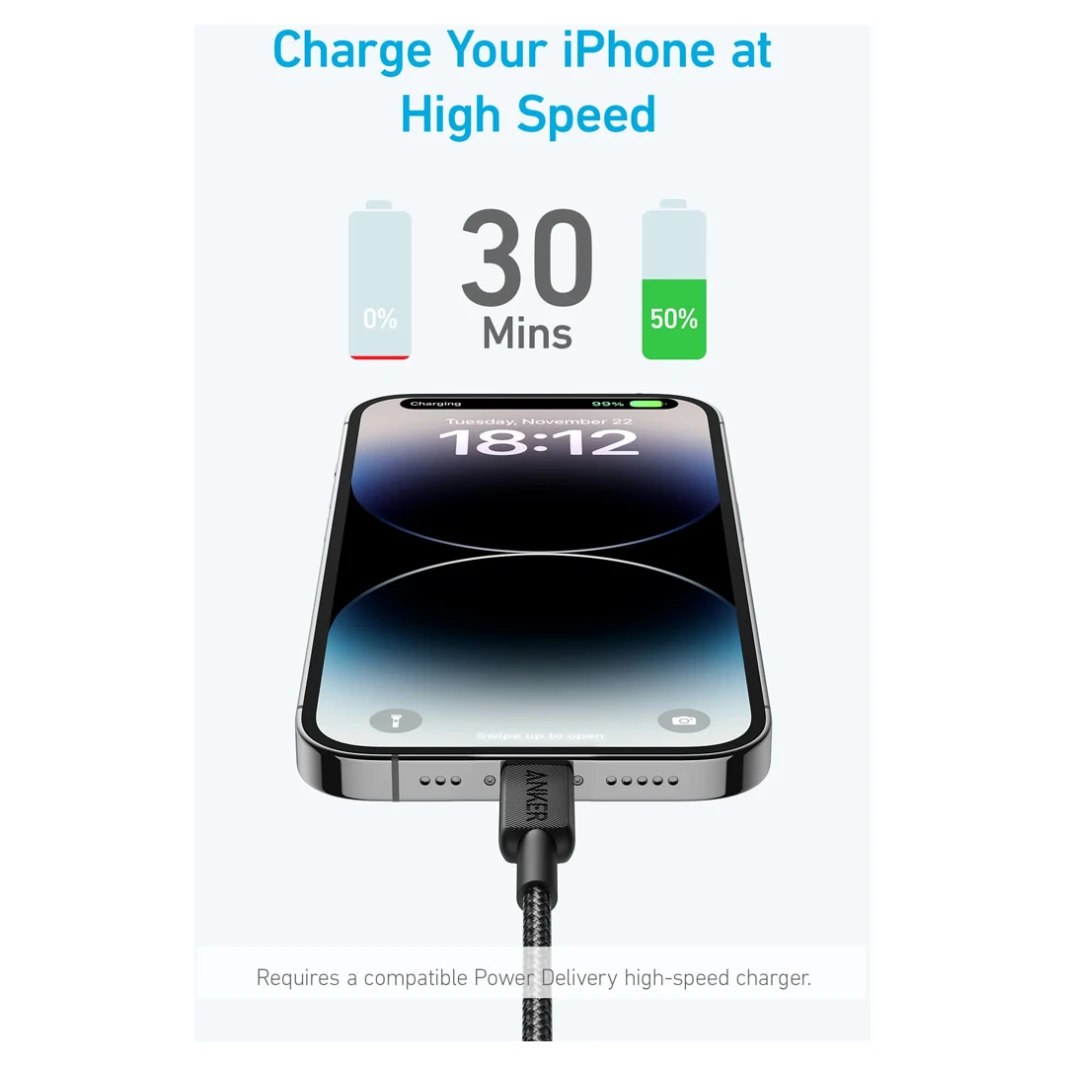 كابل Anker 322 USB-C إلى Lightning (3 قدم)