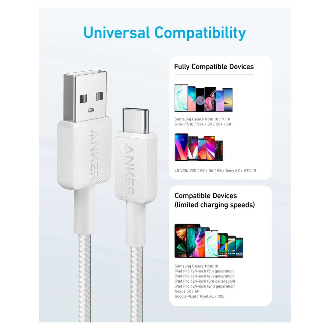 كابل Anker 322 USB-A إلى USB-C (3 قدم)