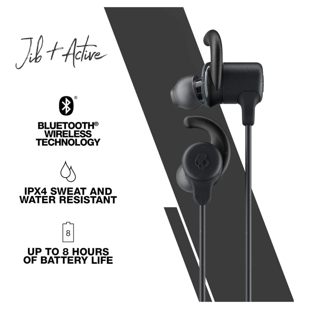 سماعة الأذن اللاسلكية الرياضية Jib Plus Active من Skullcandy - بلوتوث، بطارية تدوم 8 ساعات