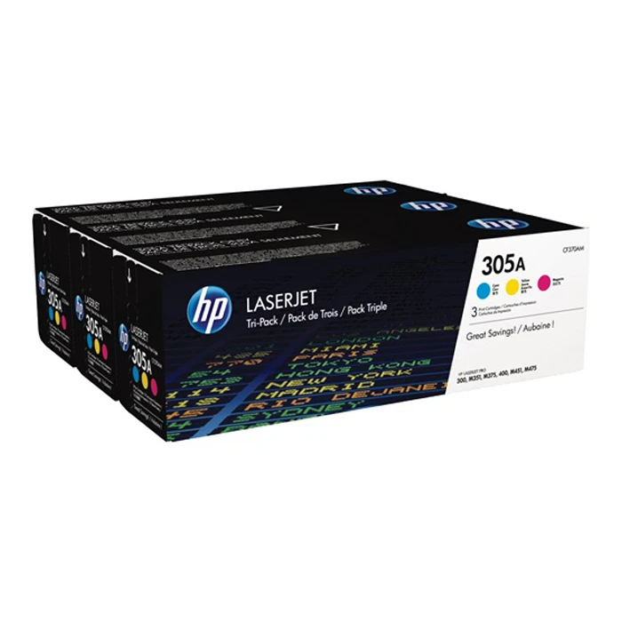 HP 305A Cyan, Magenta, Yellow Orginal Toner Cartridge (CF370AM) 3 Pack
