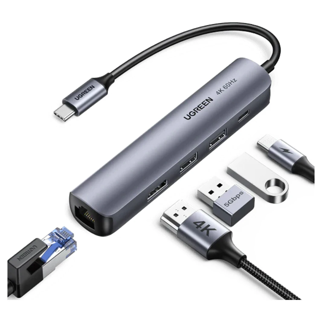 موزع USB C HDMI 5 في 1 بدقة 4K من UGREEN - اتصال محسّن لأجهزة USB-C