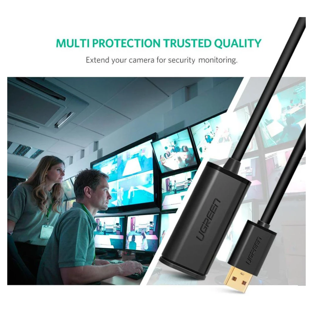 كابل تمديد USB 2.0 نشط من UGREEN US103 - 3 متر - كابل تمديد USB 2.0 نشط بطول قياسي لتطبيقات متنوعة