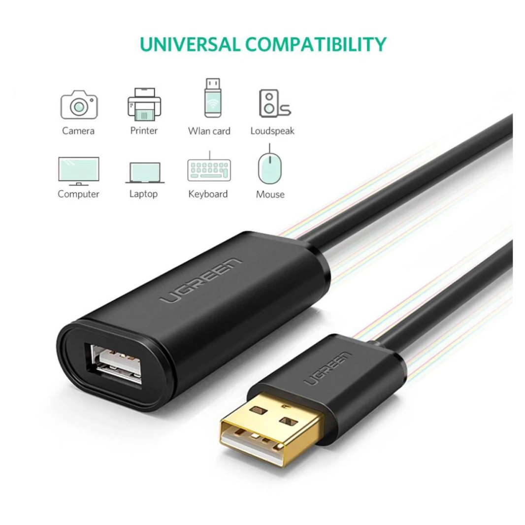 كابل تمديد USB 2.0 نشط من UGREEN US103 - 1 متر - كابل تمديد USB 2.0 نشط قصير للتركيبات المدمجة