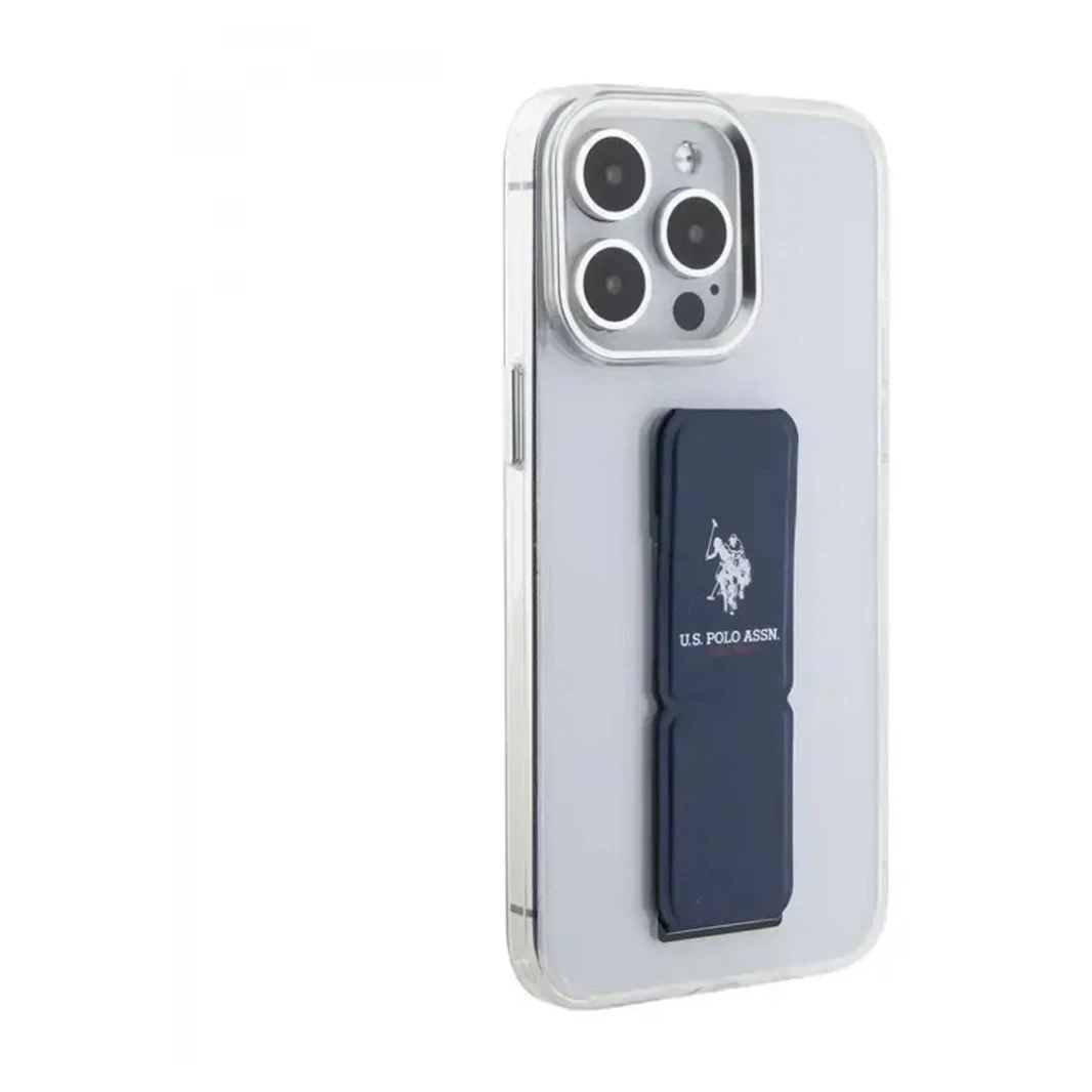 U.S. Polo Assn. iPhone 15 Clear Case with Leather Gripstand - Premium Protection