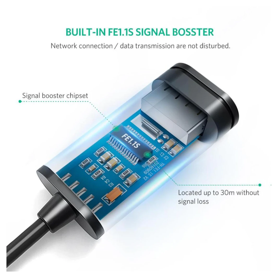كابل تمديد USB 2.0 نشط من UGREEN US103 - 1 متر - كابل تمديد USB 2.0 نشط قصير للتركيبات المدمجة