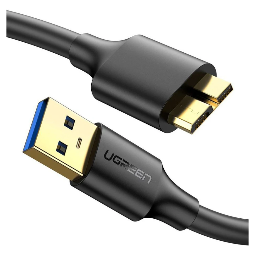 كابل UGREEN US130 Micro USB 3.0 إلى USB - A للقرص الصلب - 1 متر - كابل Micro USB 3.0 بطول قياسي لتوصيل القرص الصلب