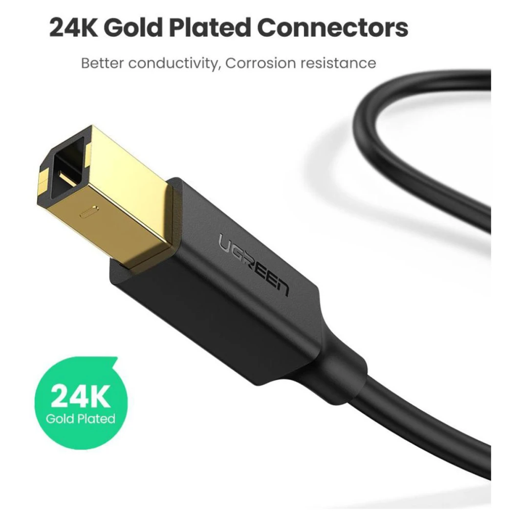 كابل الطابعة والماسح الضوئي UGREEN US135 USB 2.0 - 3 متر - كابل USB 2.0 بطول قياسي لتوصيل الطابعة والماسح الضوئي