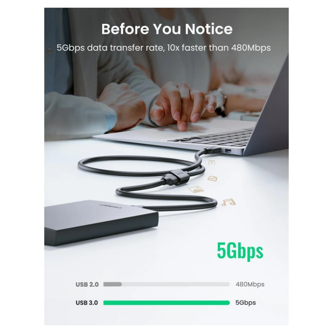 كابل تمديد مكرر USB 3.0 من UGREEN US129 - 3 متر - كابل تمديد مكرر USB 3.0 للوصول الموسع